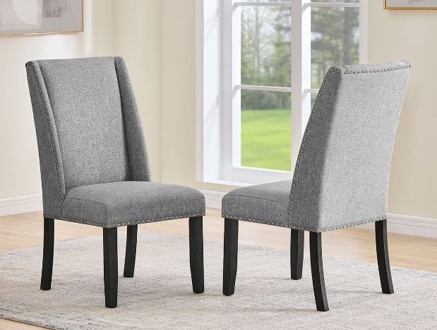Thumbnail: 6 Piece dining set in black wood with light gray