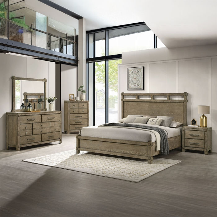 Thumbnail: Light brown wooden bed