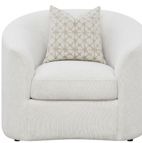 Thumbnail: 3 Piece sofa set upholstered in bouclé fabric with sloping arms, in a latte