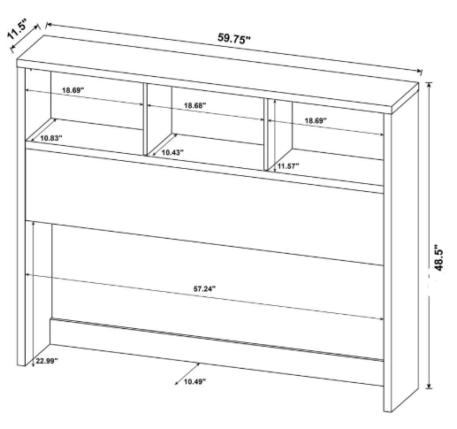 Thumbnail: 49 Inch black bookcase-style headboard