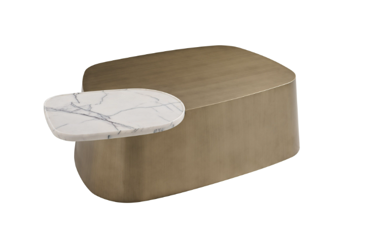 Thumbnail: White marble and antique brass coffee table