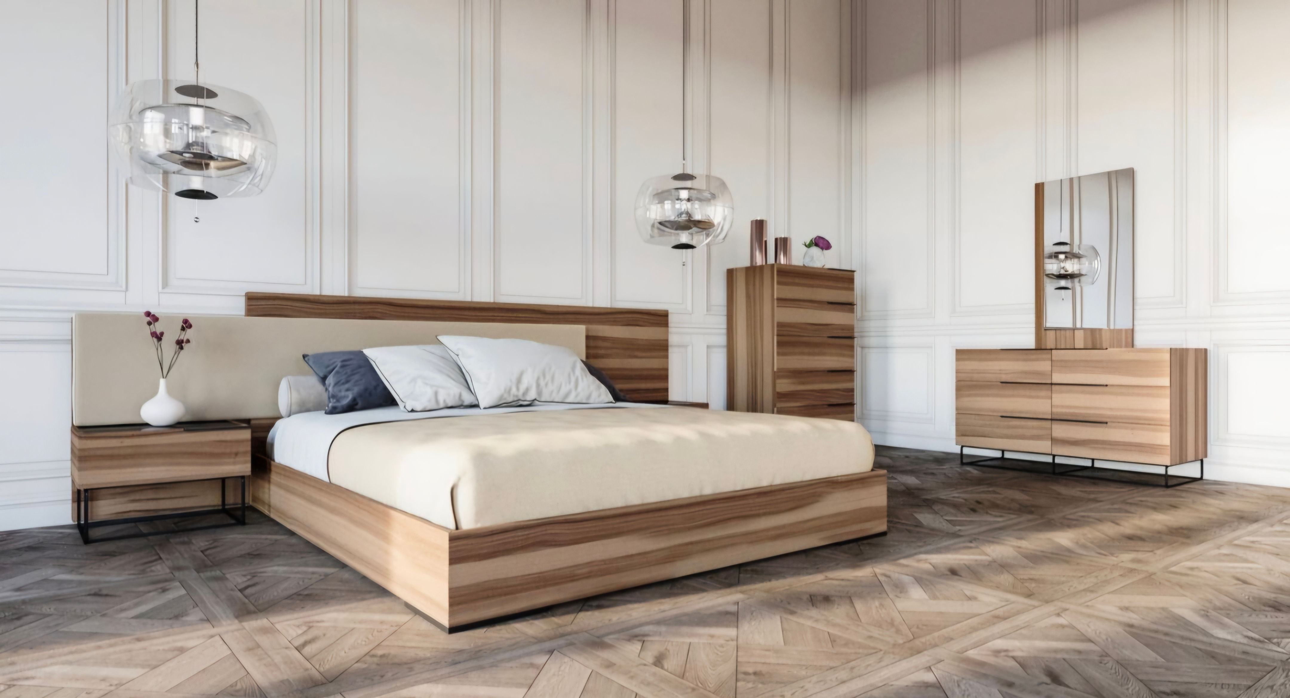 4 Piece beige and brown bedroom set