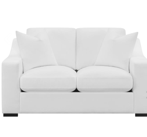Thumbnail: 3 Piece sofa set upholstered with slanted armrests, white color.