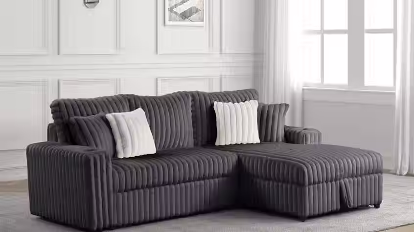 Thumbnail: Beige 2 Pcs Sectional Pull out Sleeper - same day delivery as