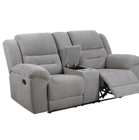 Thumbnail: 3 Piece reclining sofa set upholstered in grey chenille