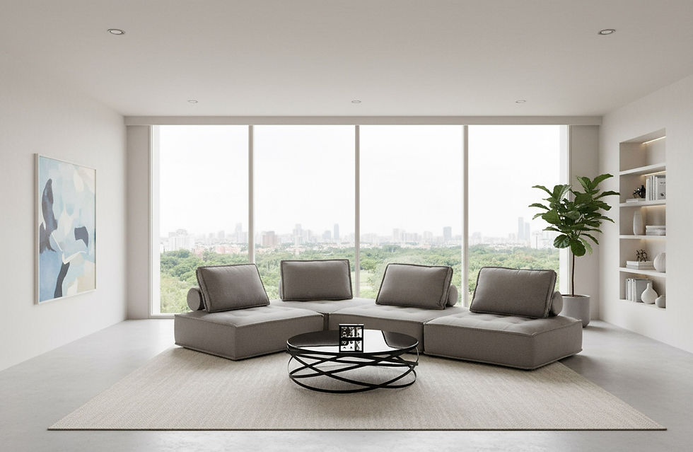 Thumbnail: Modern Grey Fabric Modular 4-Piece Sectional Sofa
