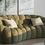 Thumbnail: Modern curved two-seater sofa in green fabric