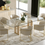 Thumbnail: 8 Piece dining set in glass, natural oak, beige vegan leather and gold