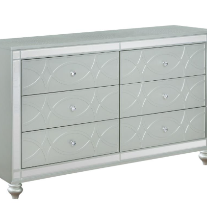 Thumbnail: 4 Piece bedroom set silver metallic