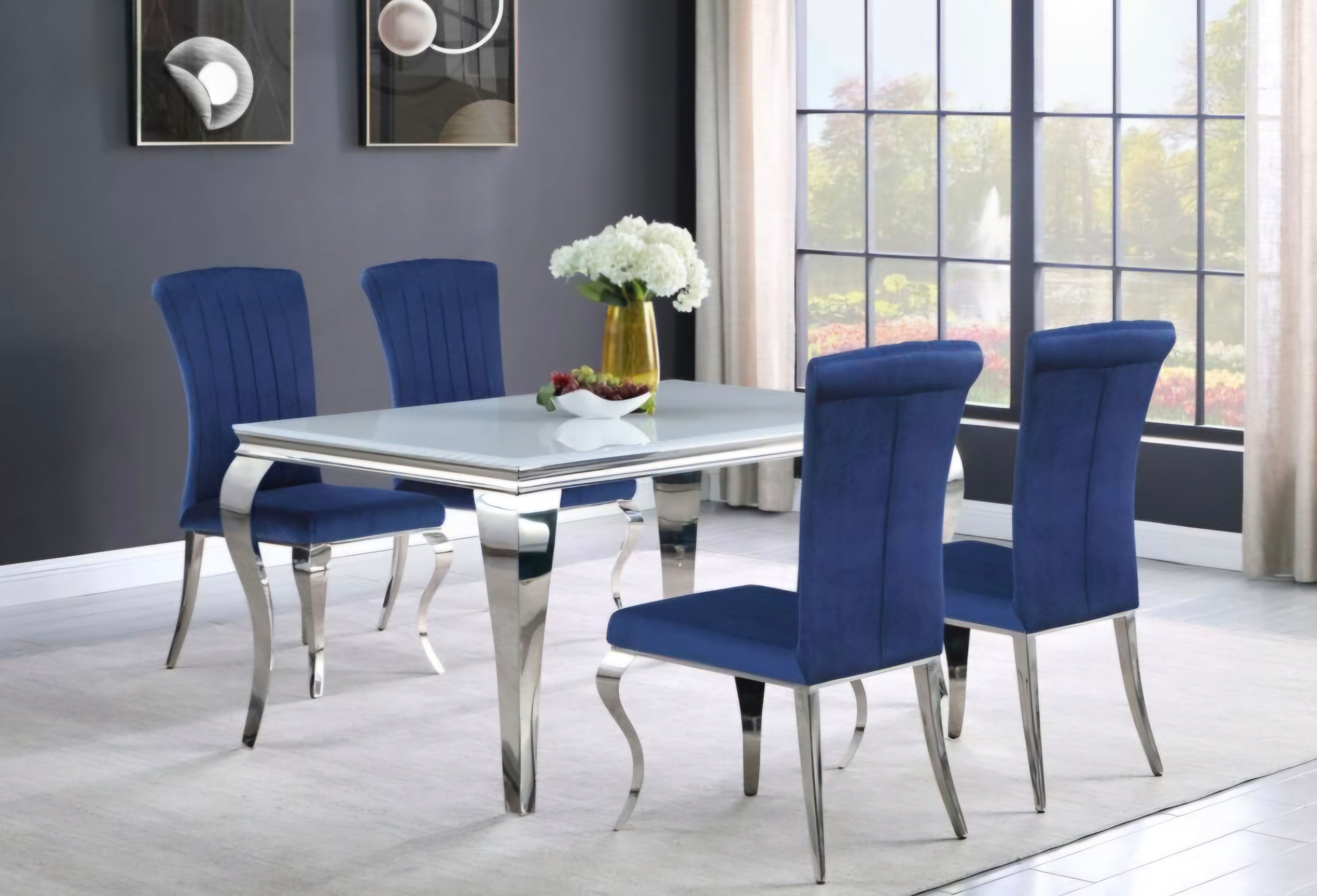 5 Piece Dark Blue Dining Set