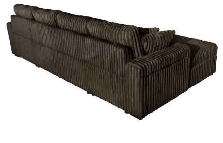 Thumbnail: Brown corduroy U-shaped pull-out sectional sofa
