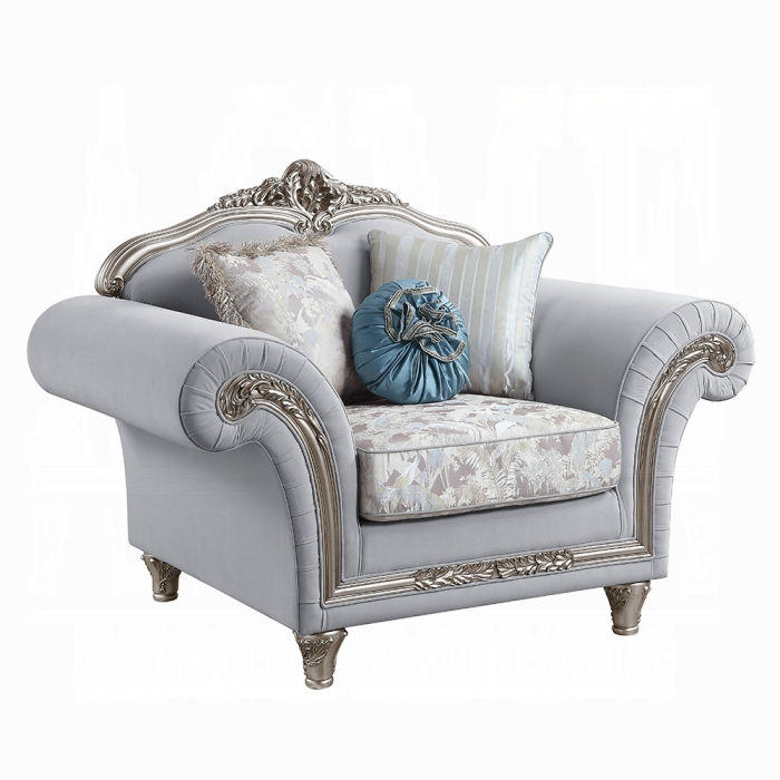 Thumbnail: Light Gray Linen & Platinum Finish