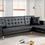 Thumbnail: Black pu tufted reversible sectional sofa bed