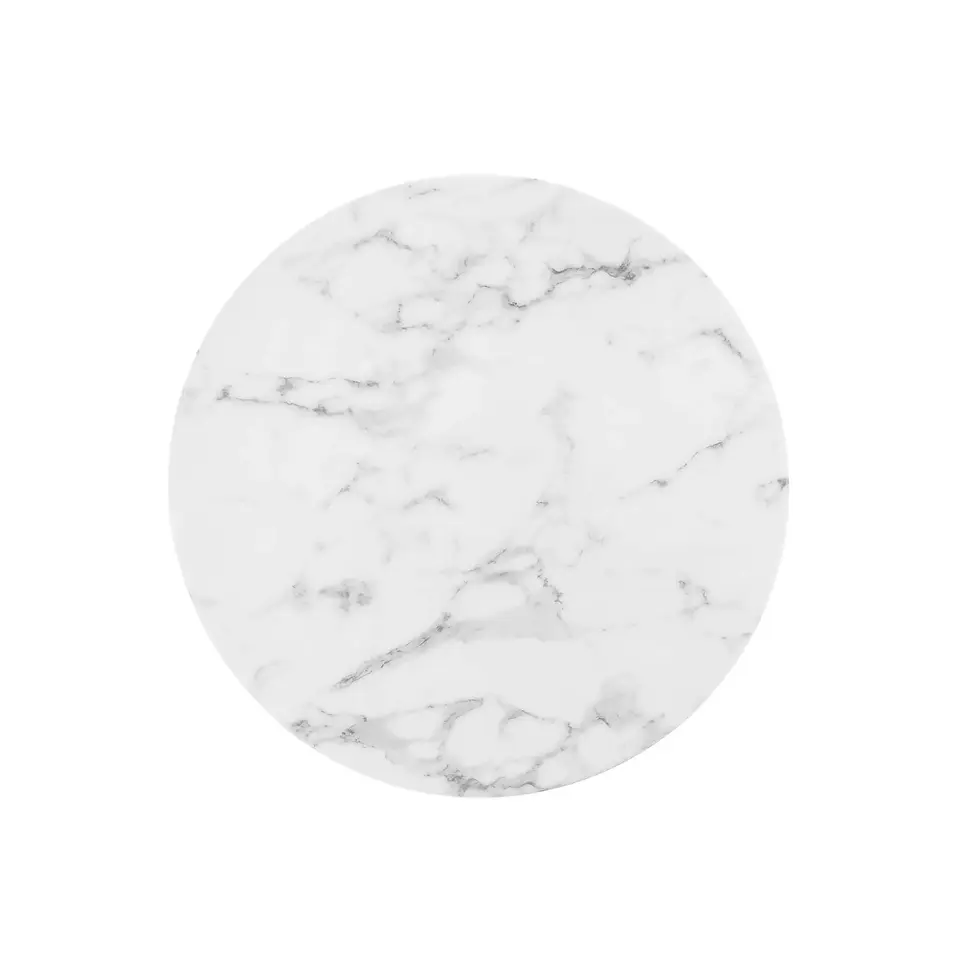 Thumbnail: 28" Round faux marble bar table in gold white
