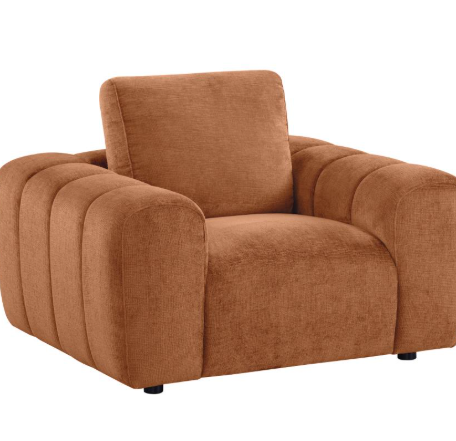 Thumbnail: 3 Piece chenille upholstered sofa set in orange