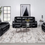 Thumbnail: 3 Piece upholstered motion reclining sofa set black