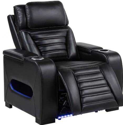 Thumbnail: 3 Piece faux leather sofa set with dual-power LED lighting, black