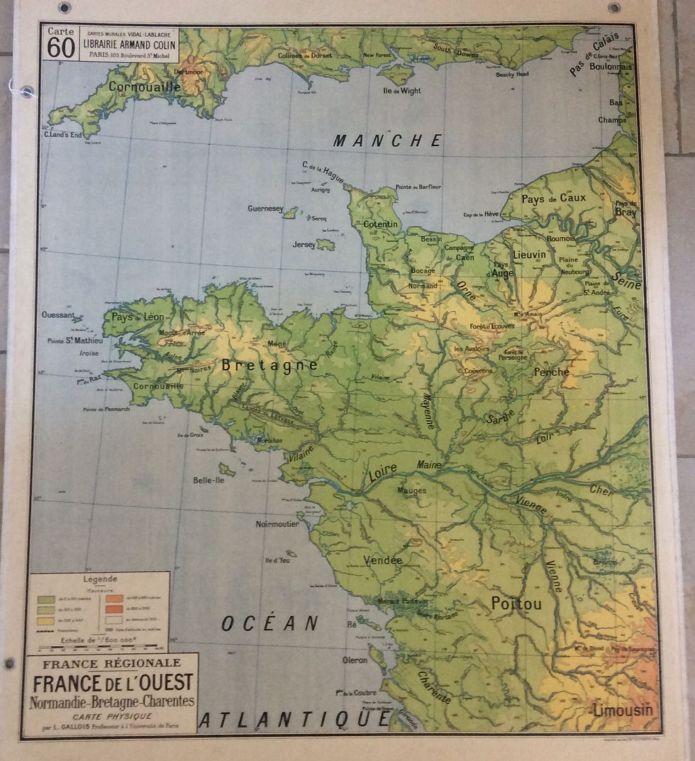 Miniature : Carte Vidal Lablache ancienne France de l’Ouest Physique