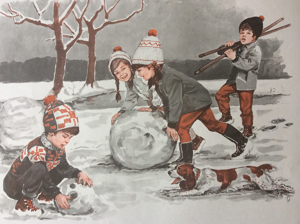 Affiche scolaire vintage la neige sports d’hiver