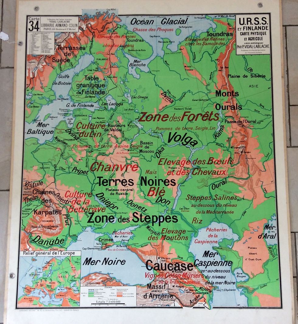 Miniature : Carte Vidal Lablache Urss et Finlande Physique et Agricole