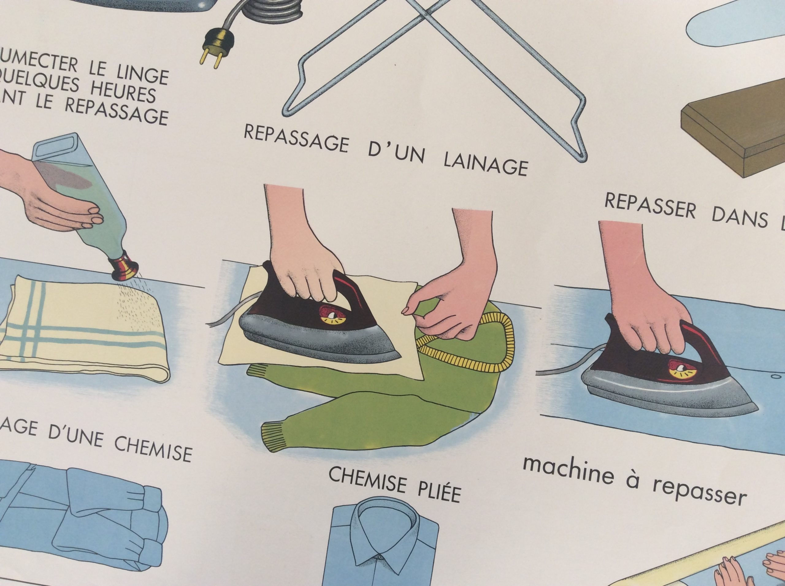 Affiche scolaire vintage le repassage