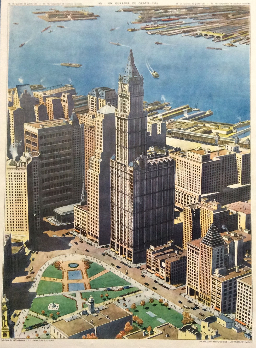Affiche scolaire un quartier de gratte-ciel