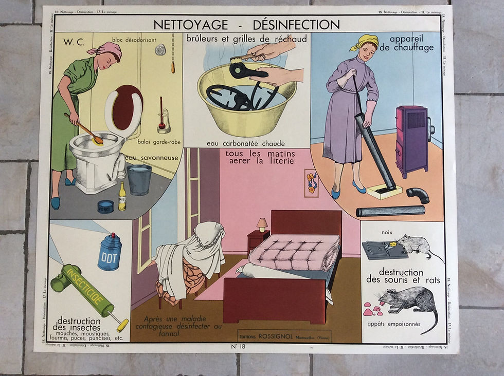 Miniature : Affiche scolaire vintage nettoyage et désinfection