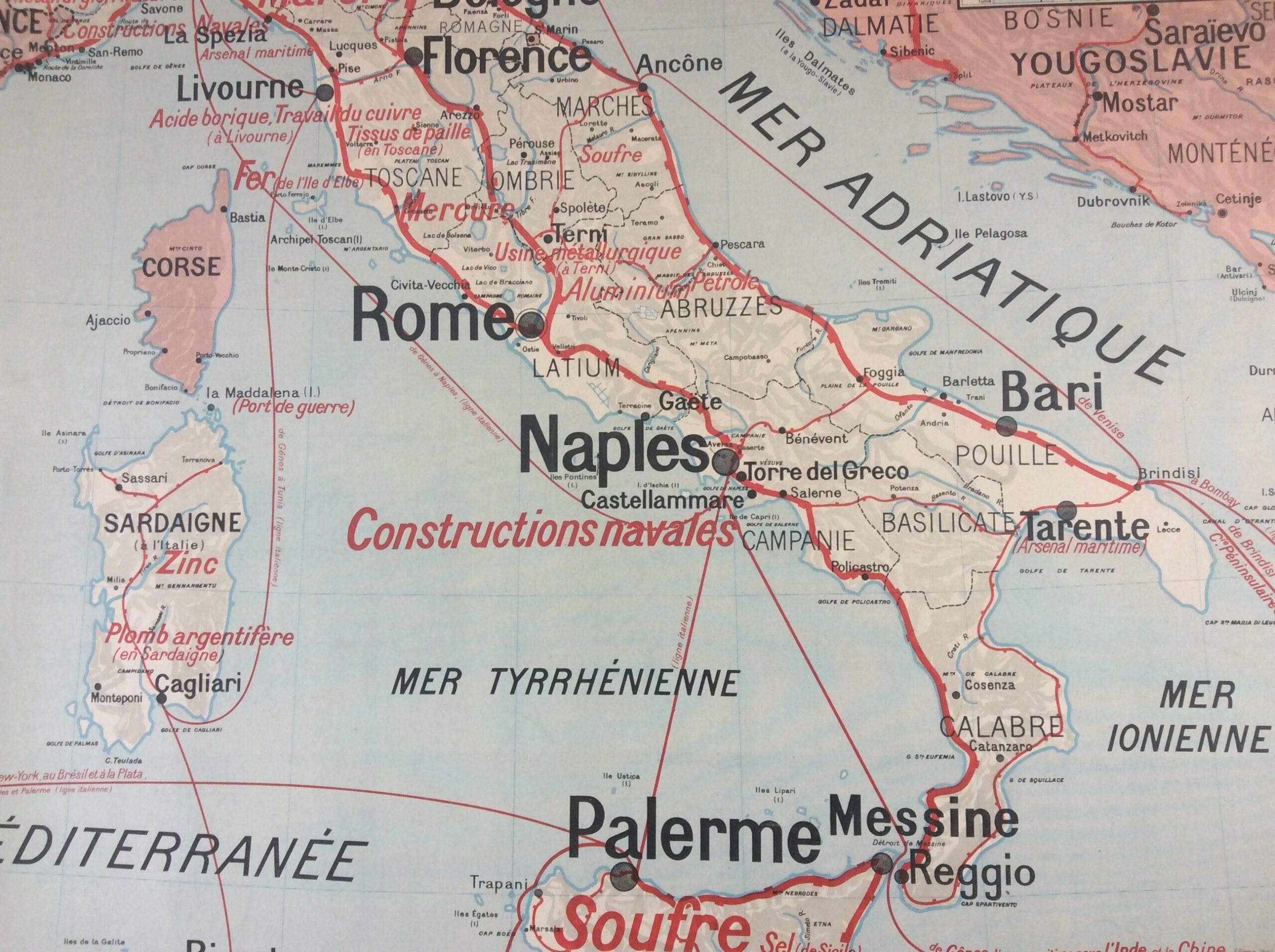 Carte Vidal Lablache Italie Politique et Industrielle