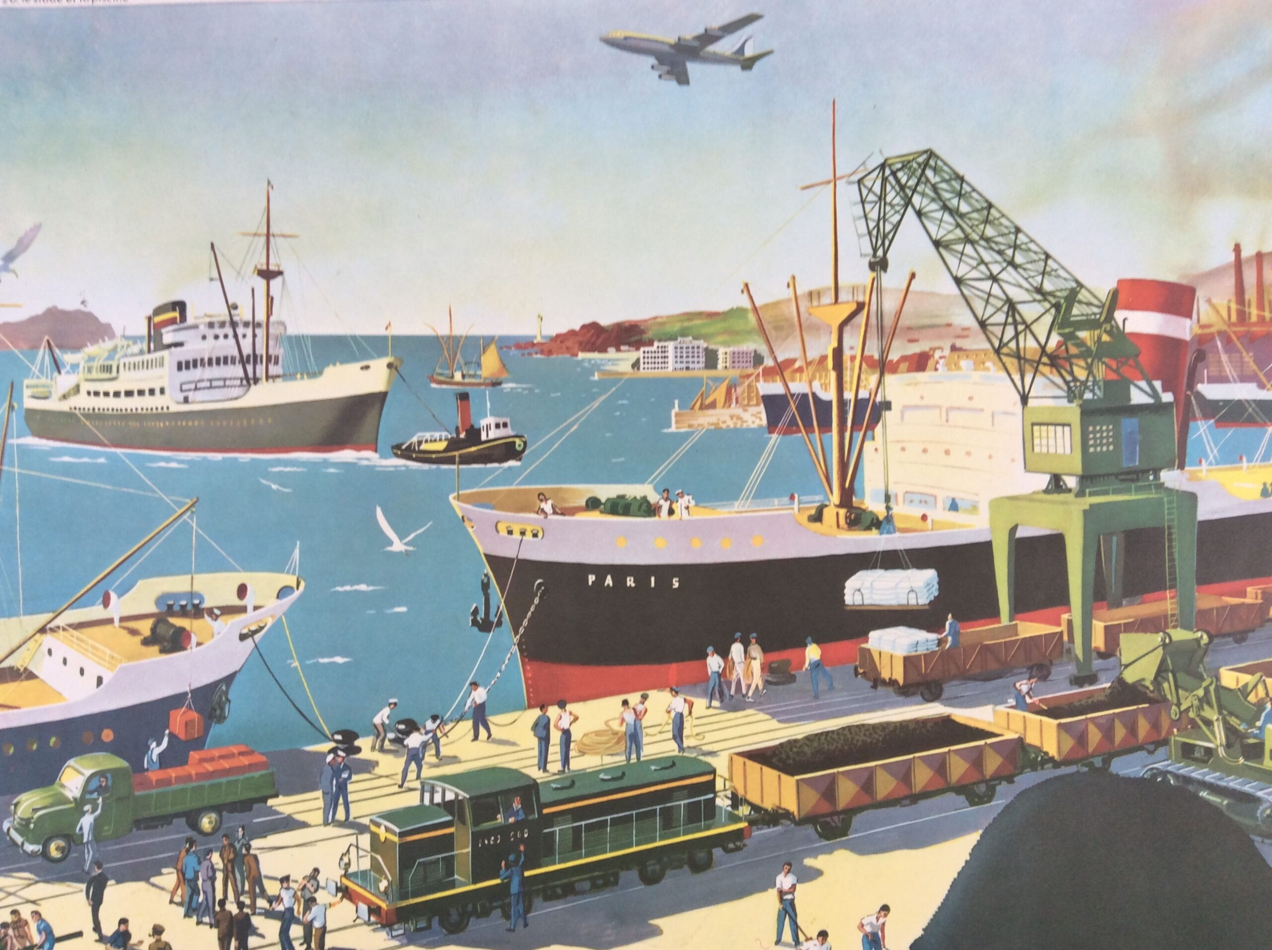 Affiche scolaire ancienne le port