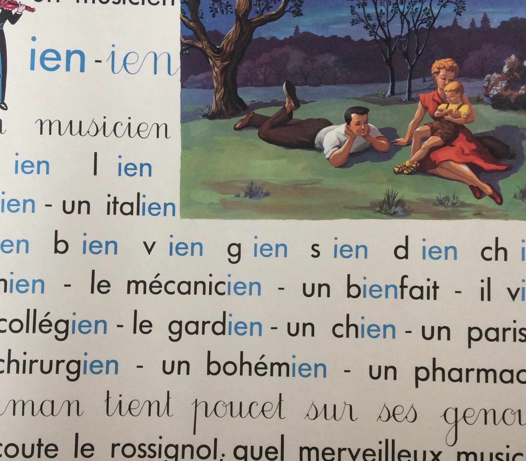 Affiche scolaire ancienne Poucet et son ami l’écureuil