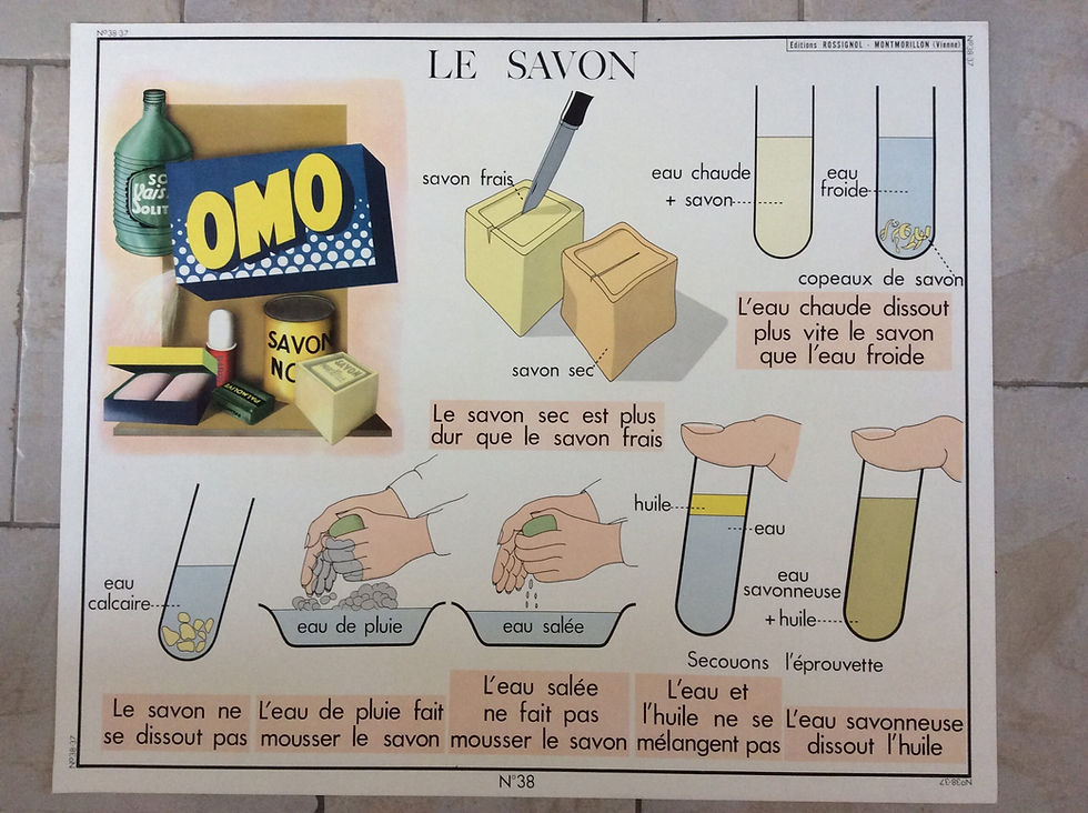 Affiche scolaire ancienne  le savon