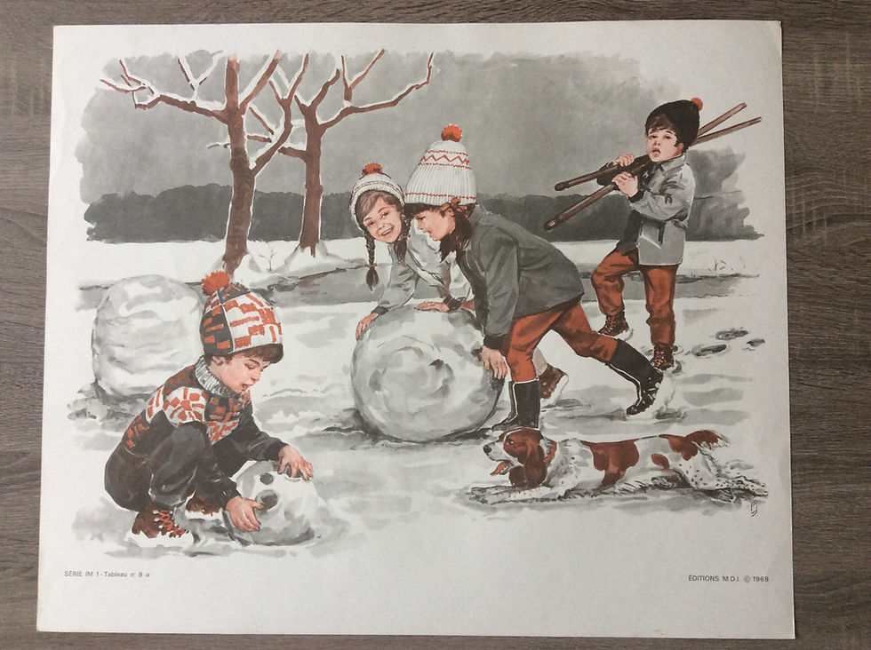 Affiche scolaire vintage la neige sports d’hiver