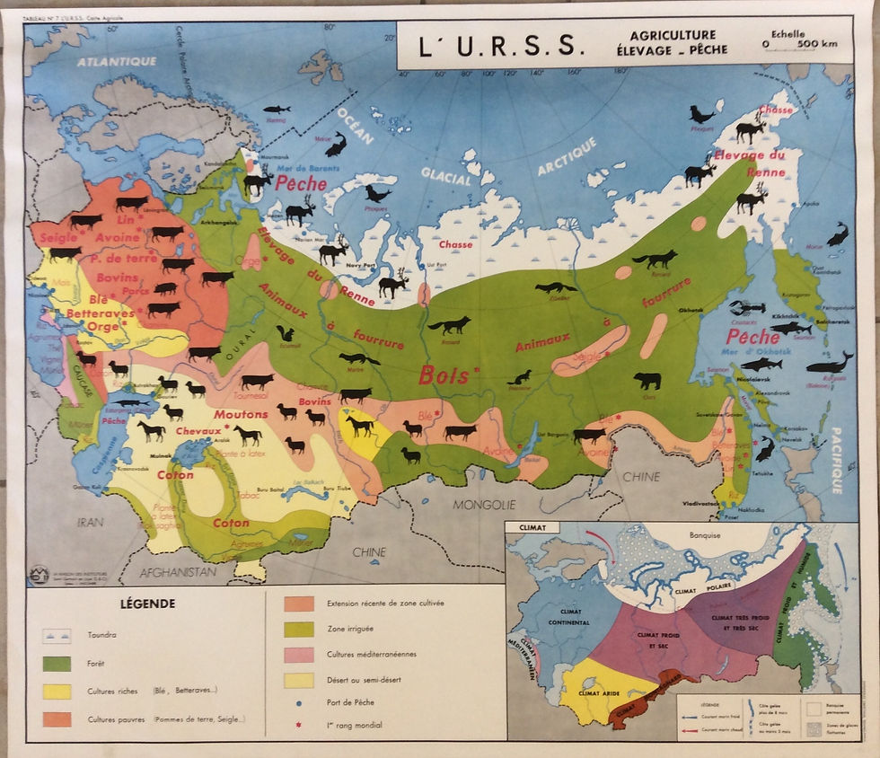 Miniature : Affiche scolaire L’URSS agriculture élevage et pêche