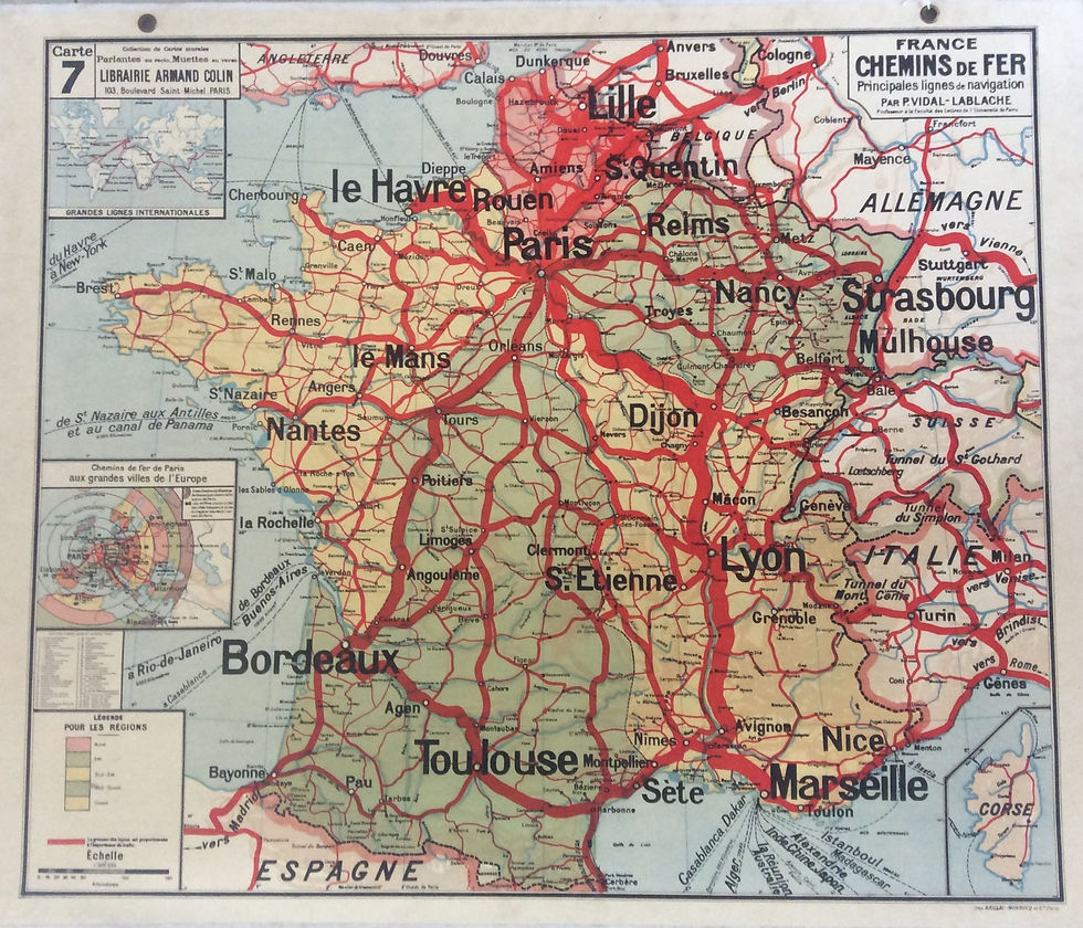 Carte Vidal Lablache France des Chemins de fer