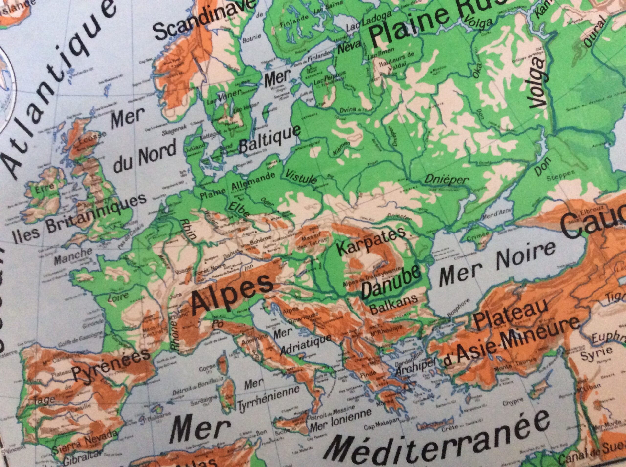 Carte Vidal Lablache Europe Relief du sol