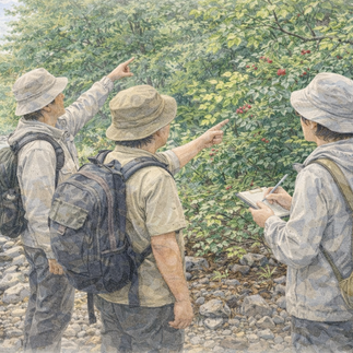 礼文塚川を歩いて植生を観察する