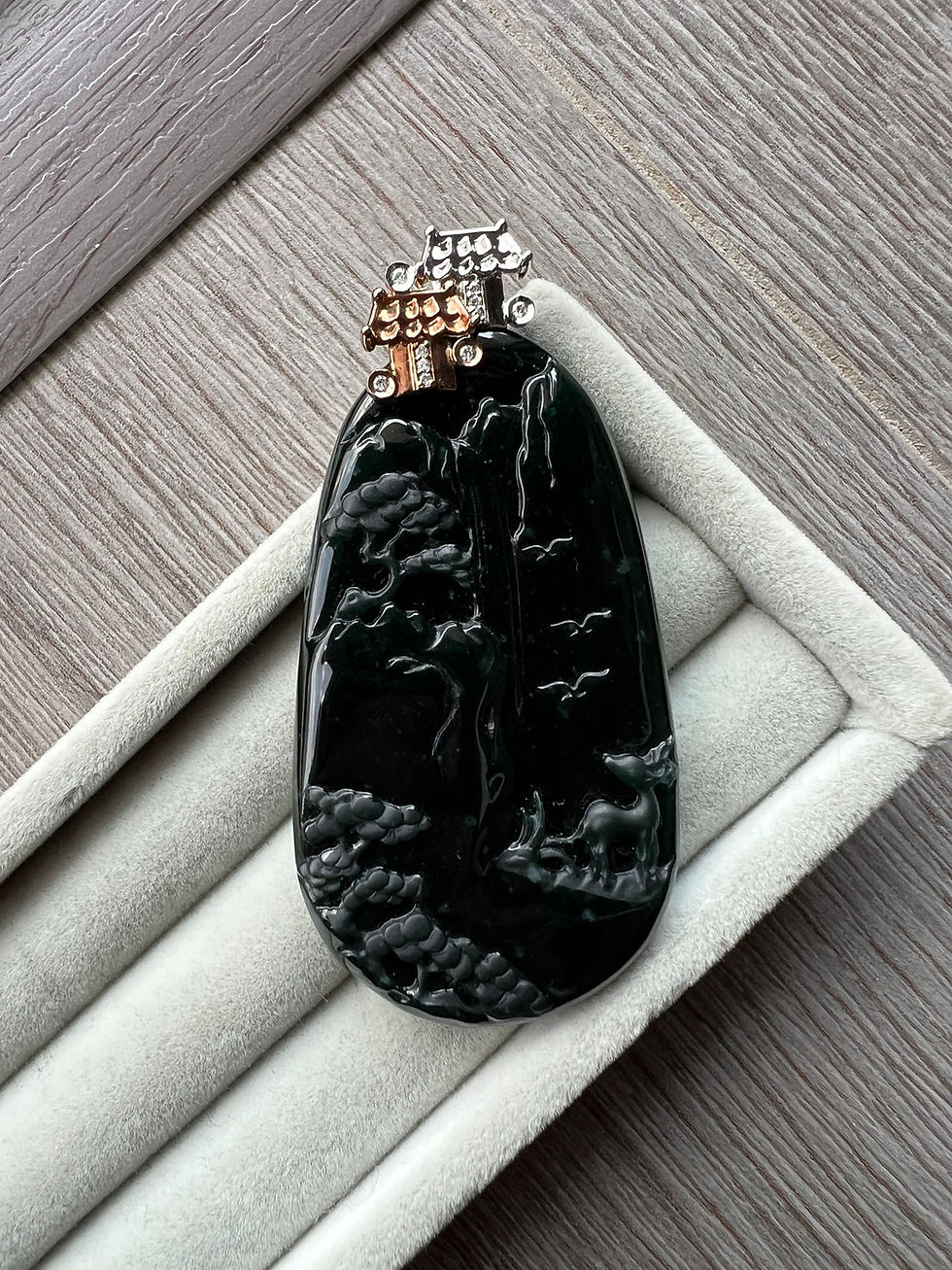 Thumbnail: Dreamy Omphacite Landscape Pendant