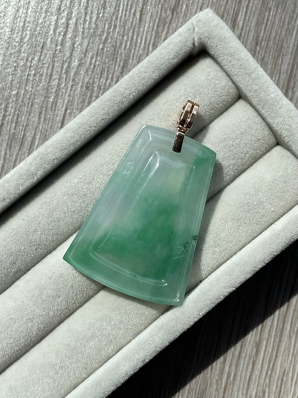 Thumbnail: Highly Translucent Green Landscape Scenery Jadeite Pendant