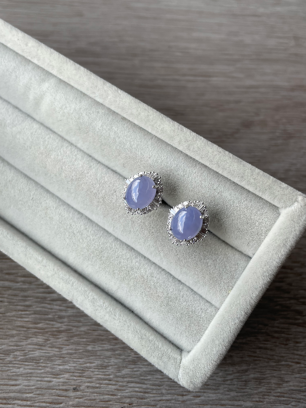 Thumbnail: Classy Intense Type A Lavender Jadeite Ear Stud