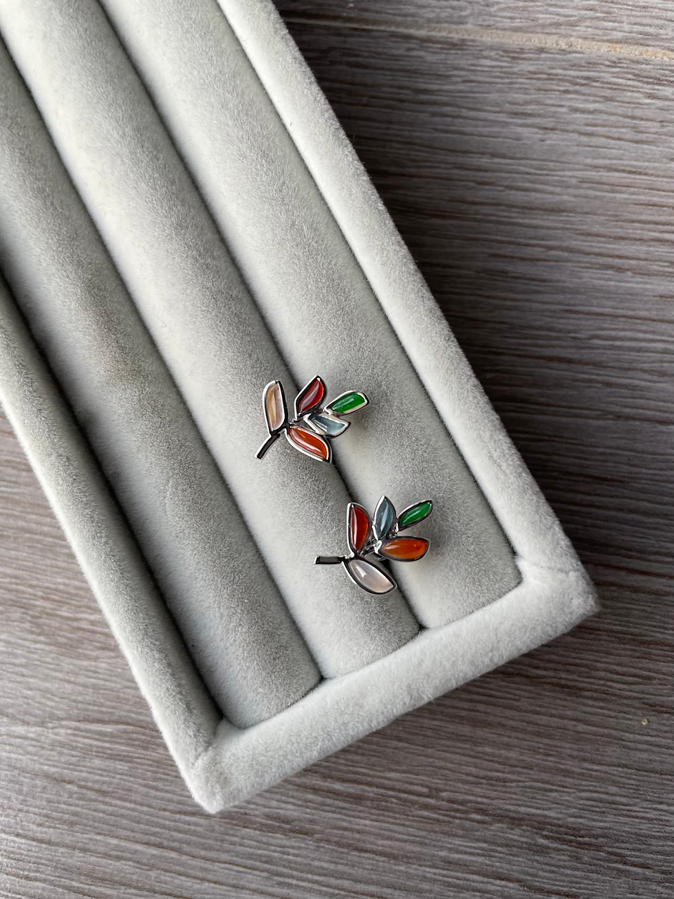 Thumbnail: High Translucency 5 Colours Icy Jadeite Ear Studs