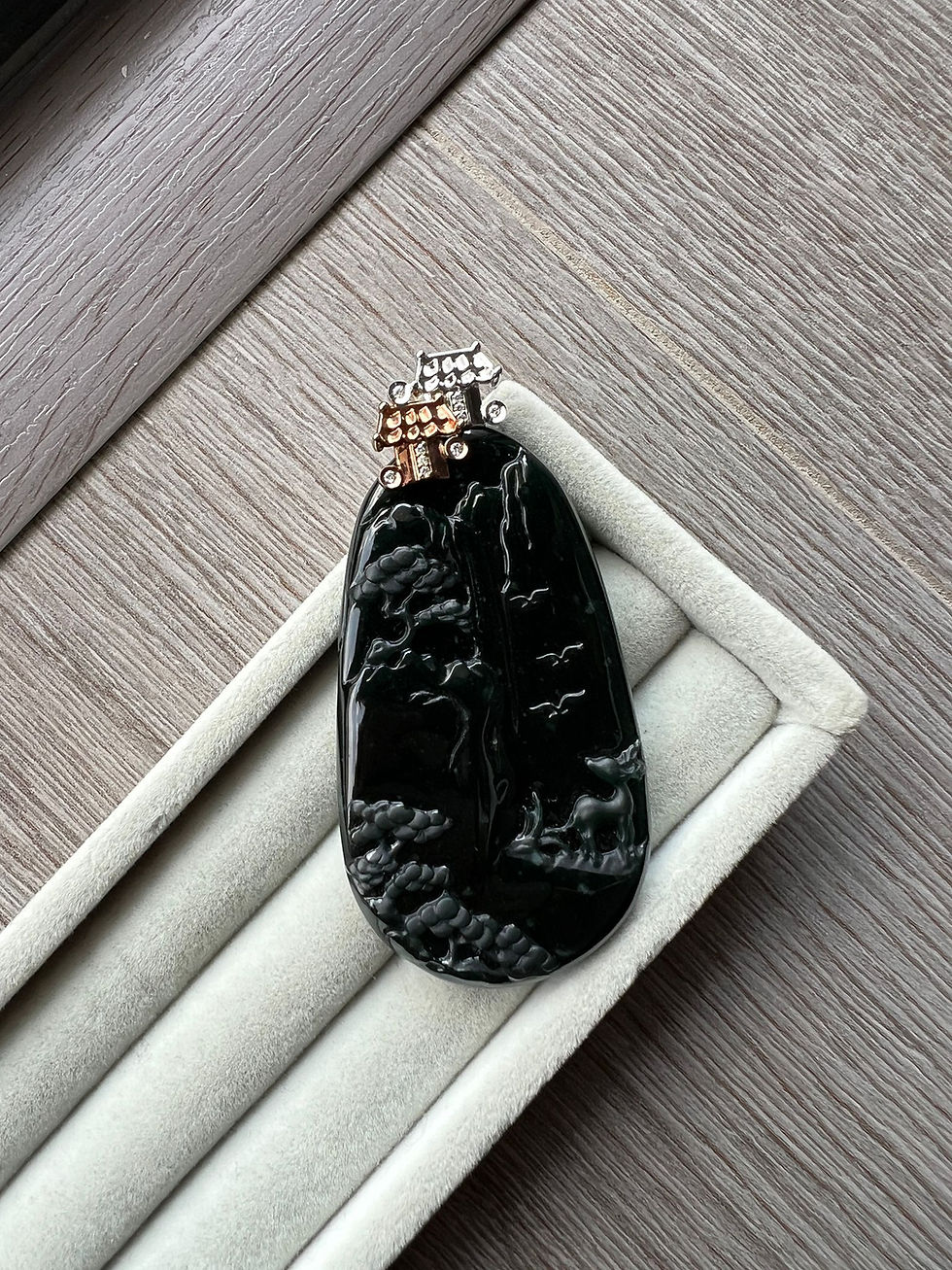 Thumbnail: Dreamy Omphacite Landscape Pendant