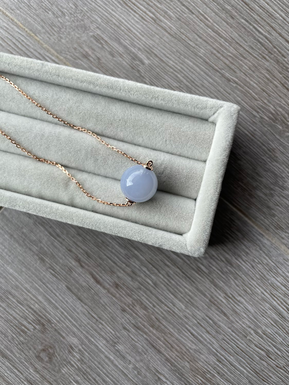 Thumbnail: High Translucency Bluish Lavender Ball Necklace