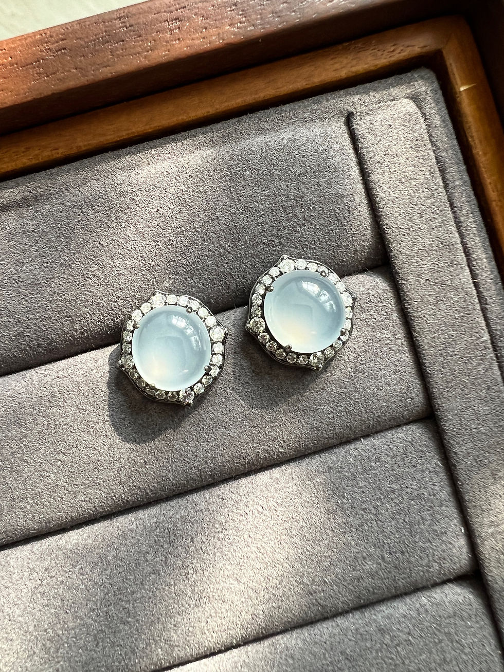 Thumbnail: Elegant Icy Cabochon Studs
