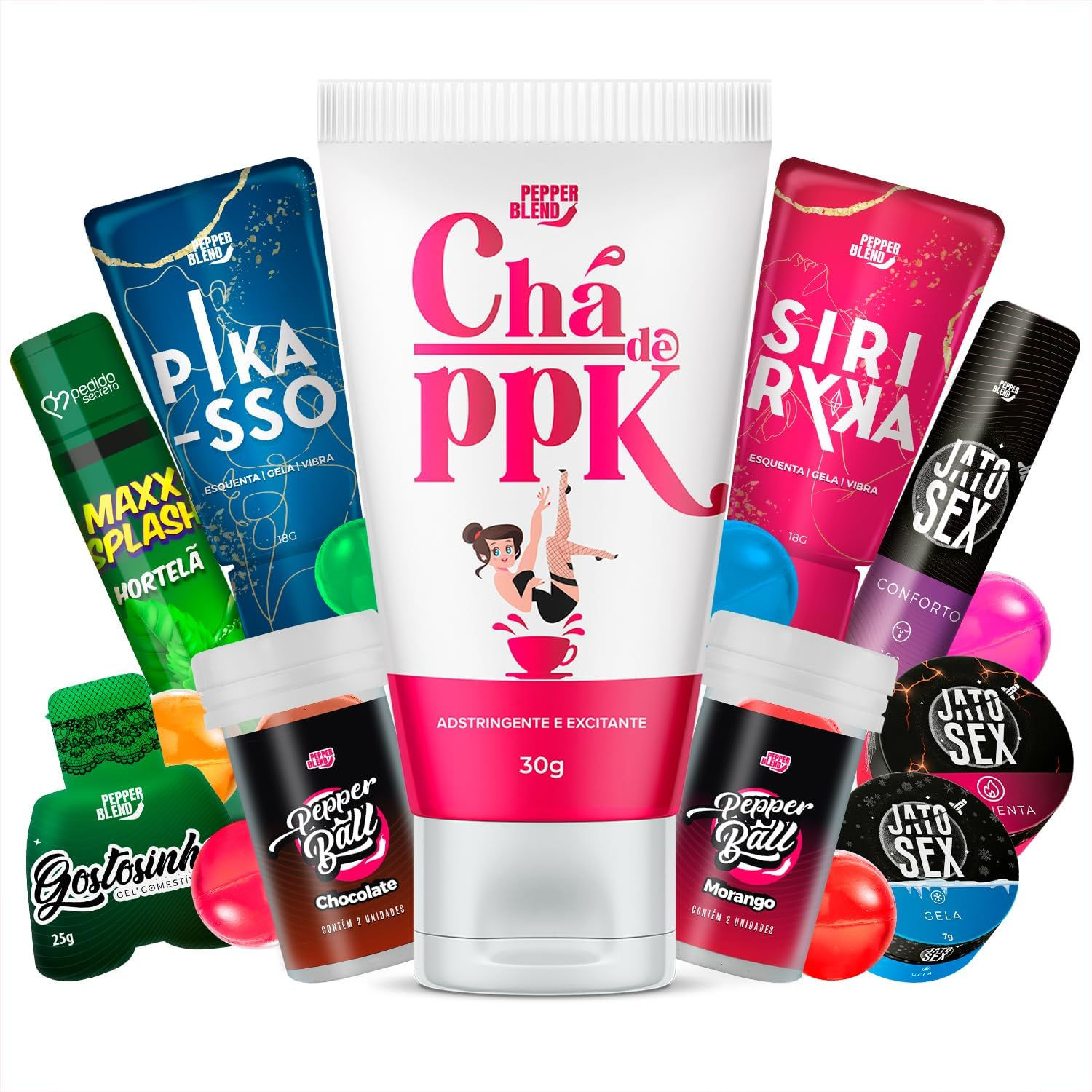 Kit 10 Produtos Sex Shop com Gel Deslizante Comestíveis Excitantes