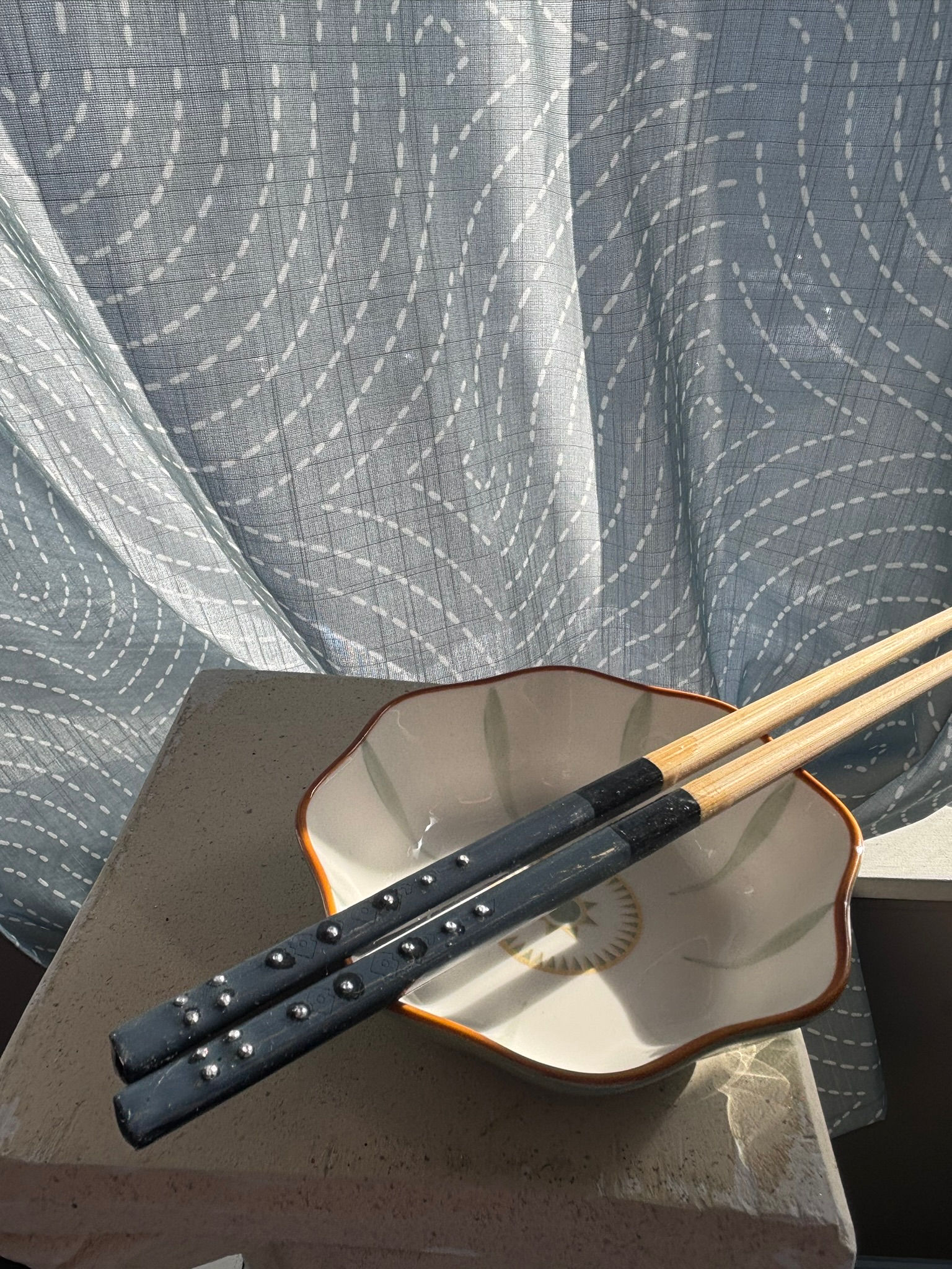Handcrafted Grey and Black with pearl accent chopsticks