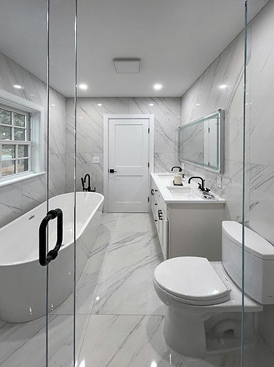 bathroom with tiles installed