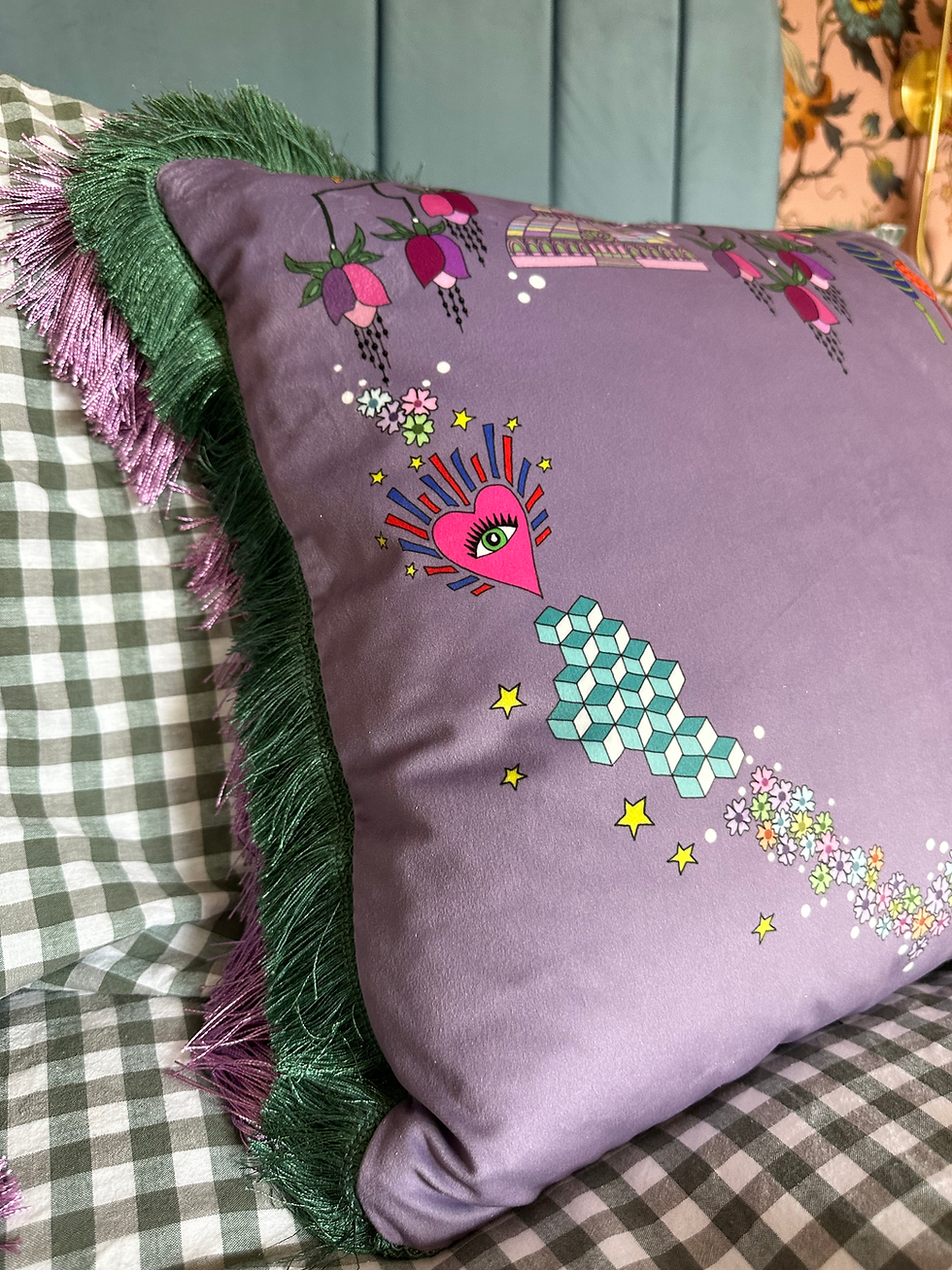 Thumbnail: Velvet Heart Fringe Cushion