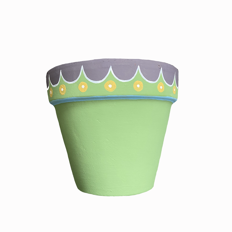 Thumbnail: Hand Painted Scallop Plant Pot - Botanical Green