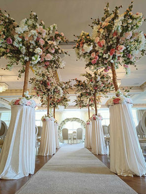 mixed blossom trees aisle decor