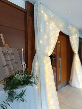 Lighted door drapes leading your guests to your ceremony at The Ballymascanlon Hotel